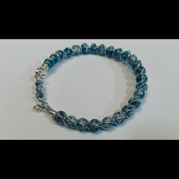 Gorgeous Wire Wrapped Blue Jasper Stone Bracelet - Picture 4 of 6